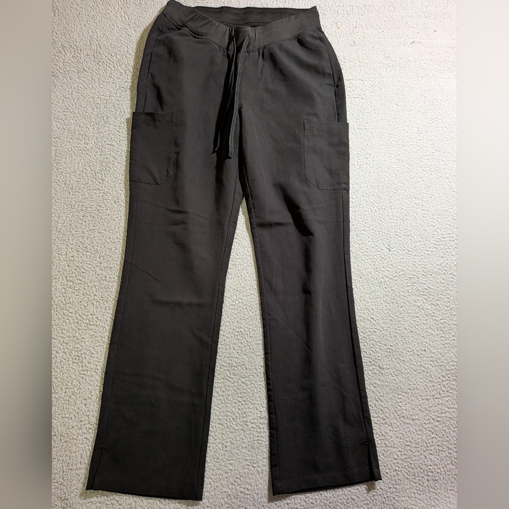 Mandala Women`s Black Drawstring 9 Pocket Cargo Medical Scrub Pants / Size S